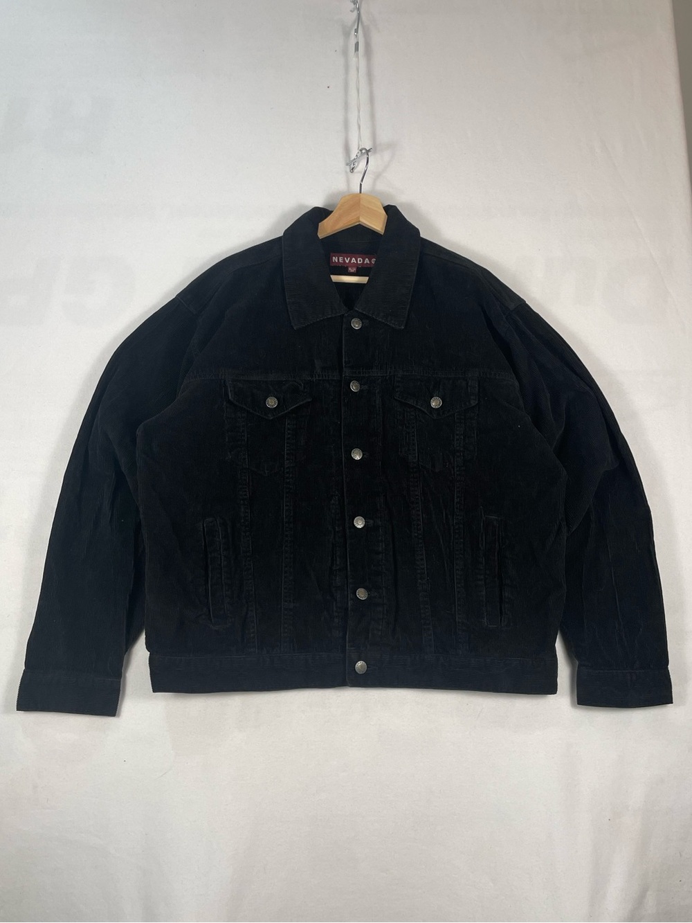 Vintage Nevada Black Corduroy Trucker Bomber 100% Cotton Jacket Sz XL